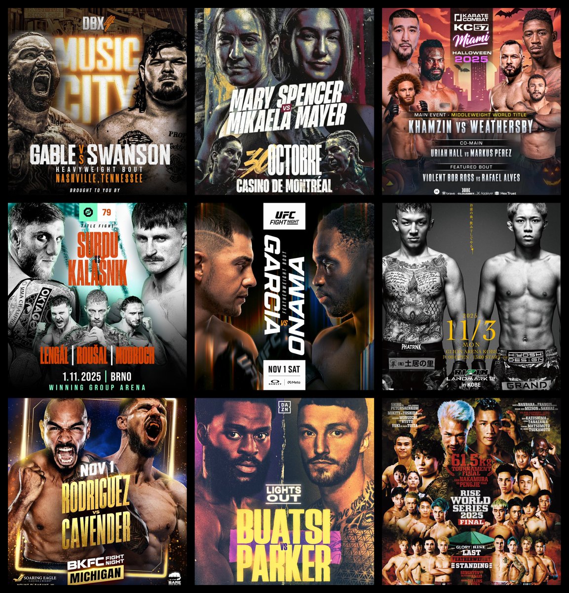 Live Combat Sport Schedule: 10/29 - 11/4

Complete schedule w/ fight cards, PPV &amp; free live streams HERE:
▶️grabakahitman.com/2025/10/28/liv…

#UFCVegas110 #RIZIN #BuatsiParker #SpencerMayer #OKTAGON79 #DBX4 #KC57 #BKFCMichigan #LFL20 #RISE_WS #Octagon80 #Polaris34 #DEEP128 #XFC #APFC20