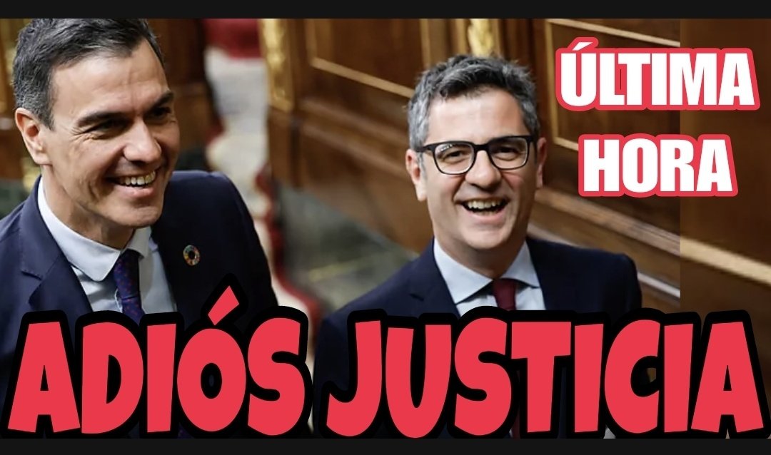 ⚠️ÚLTIMA HORA⚠️
EL MINISTRO BOLAÑOS HA ANUNCIADO HOY LA APROBACIÓN DE LA REFORMA DE LA JUSTICIA A TRAVÉS DE UNA LECR QUE DA A LA FISCALÍA DE PEDRO SÁNCHEZ EL CONTROL DE LOS PROCESOS PENALES Y DE LA UCO, DINAMITANDO ADEMÁS LAS ACUSACIONES POPULARES A LAS QUE LLAMA EXTREMISTAS QUE