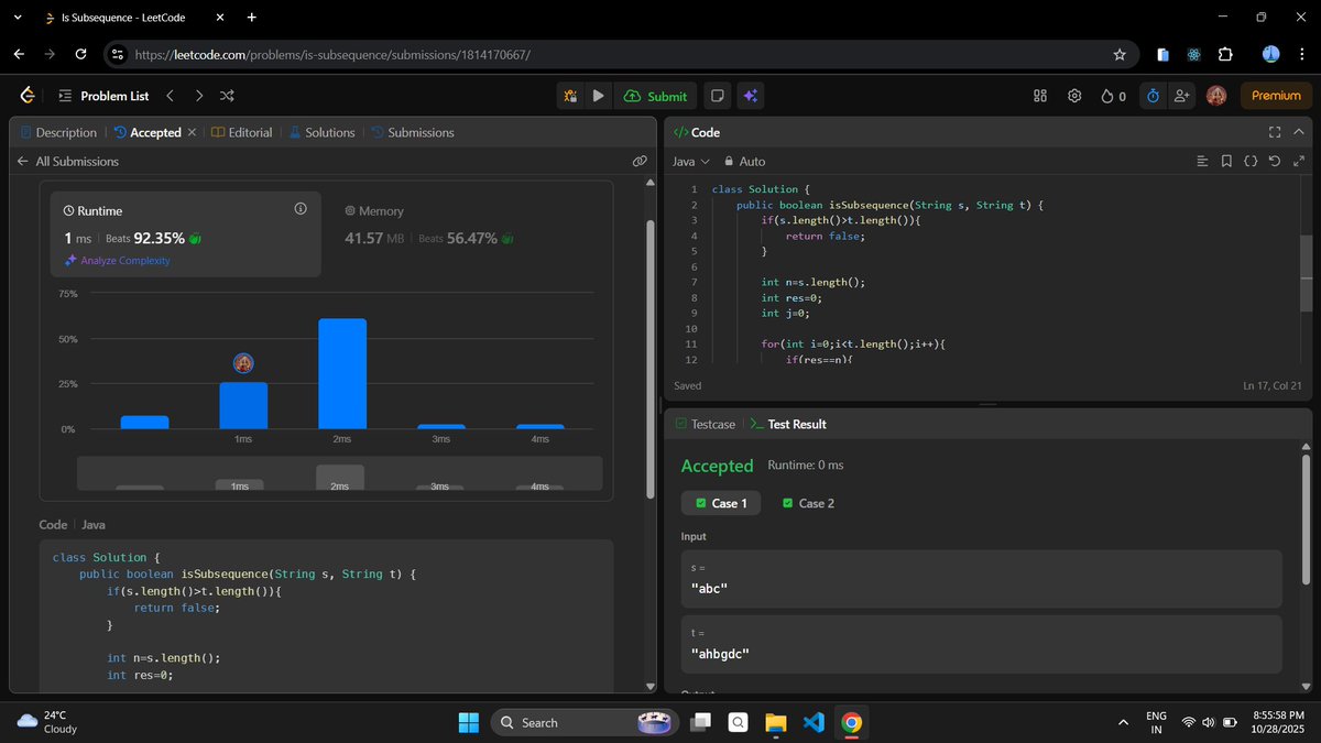 MansiBug's tweet image. Day 114: Getting a job in 8 months.
- Solved 2 easy-level questions on LeetCode.
#100DaysOfCode #buildinpublic #DSA #Java