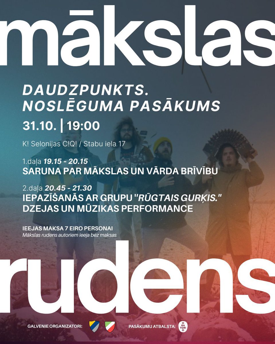 S!K! Selga ielūdz uz Mākslas rudens 2025 noslēgumu... 🍂
🌂31.10. plkst. 19.00
🌂k! <a href="/Selonija/">Selonija</a> c!q!
🌂ieejas maksa 7 EUR
#Mākslasrudens2025 #Dailei
Pieteikšanās: forms.gle/QnV6b1QotujDqi…