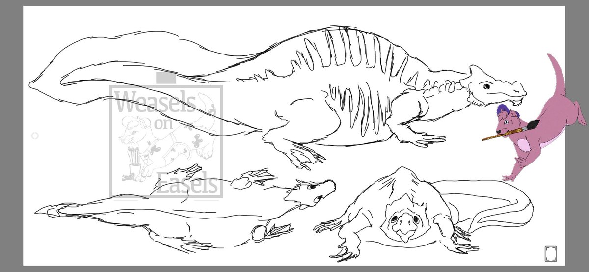 WeaselsOnEasels's tweet photo. What if.... spino was actually like a giant hippo and taxonomically similar in stature to axolotl?
Im not a paleontologist and I dont even do critter art but sure let's debate this.
#spino #spinosaurus #paleoart #badart https://t.co/4M2xjiayMW