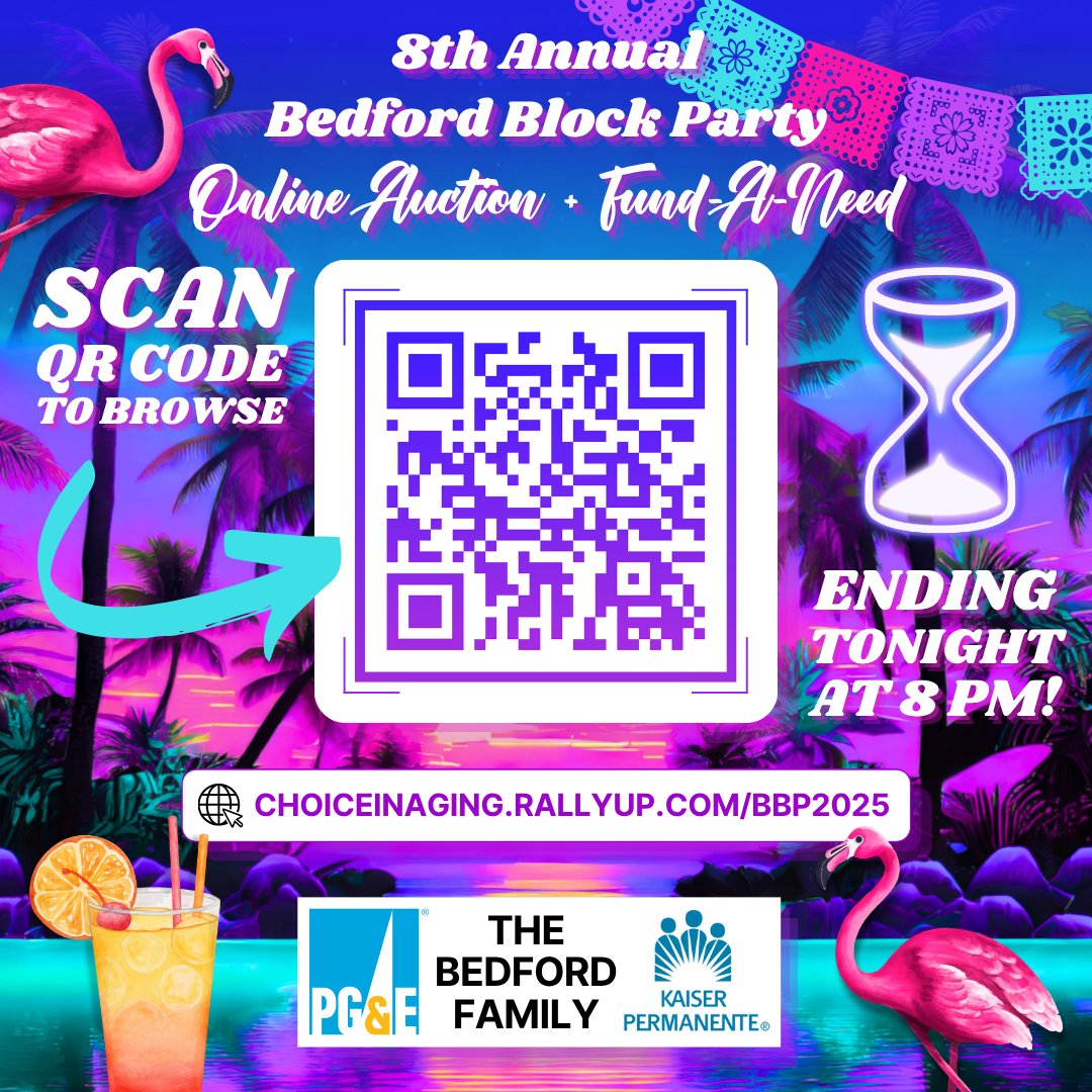 🚨 Set your alarms!!! Our #OnlineAuction closes TONIGHT at 8 PM!

Thanks to our generous donors, we have over 80 fabulous items up for bid, including exclusive experiences, gift baskets, gift cards, jewelry, memorabilia, tickets, wine, and more!

🎁 choiceinaging.rallyup.com/BBP2025