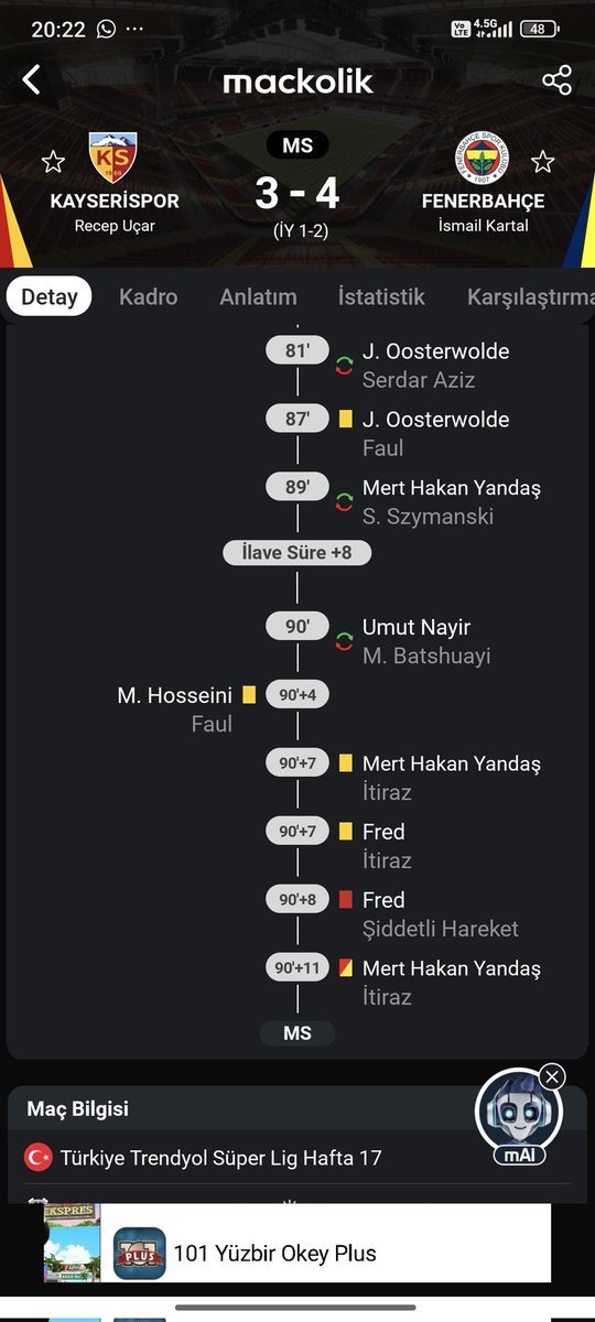 FutbolnabziX's tweet photo. @feneristik0 @lerooyysanee @VanHoijdonk17 @yagosabuncuoglu Bak kardeşim 2 kırmızı burda dakkalara bak https://t.co/TEYgUGiBD2