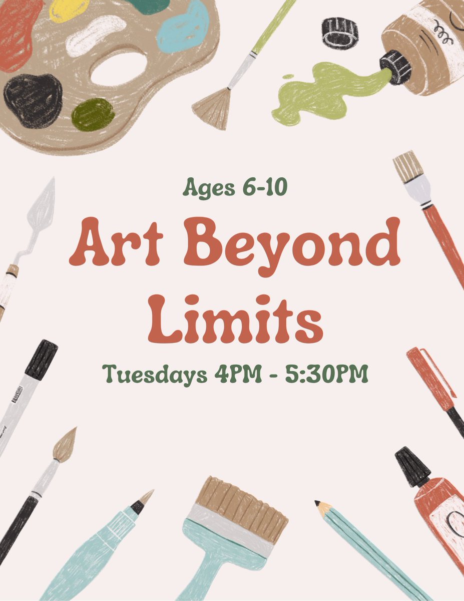 Tuesdays in November at 4 PM is Art Beyond Limits at #fwblibrary! Guest instructor Ms. Megan will teach neurodivergent kids 6-10 and their siblings small group #ArtsAndCrafts lessons. Registration is required. For more info or to sign up, visit: live-okaloosa.pantheonsite.io/events/upcomin…