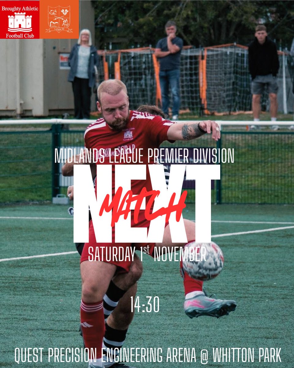 ⚽️ 𝐍𝐞𝐱𝐭 𝐌𝐚𝐭𝐜𝐡 ⚽️

Midlands Football League

🆚 <a href="/lethamJFC/">Letham FC</a> 
🗓️ 1 November, 2:30 PM 
🏆 Midlands Premier Division
🎟️ Adults £6 Concessions £3 Season Tickets Valid.