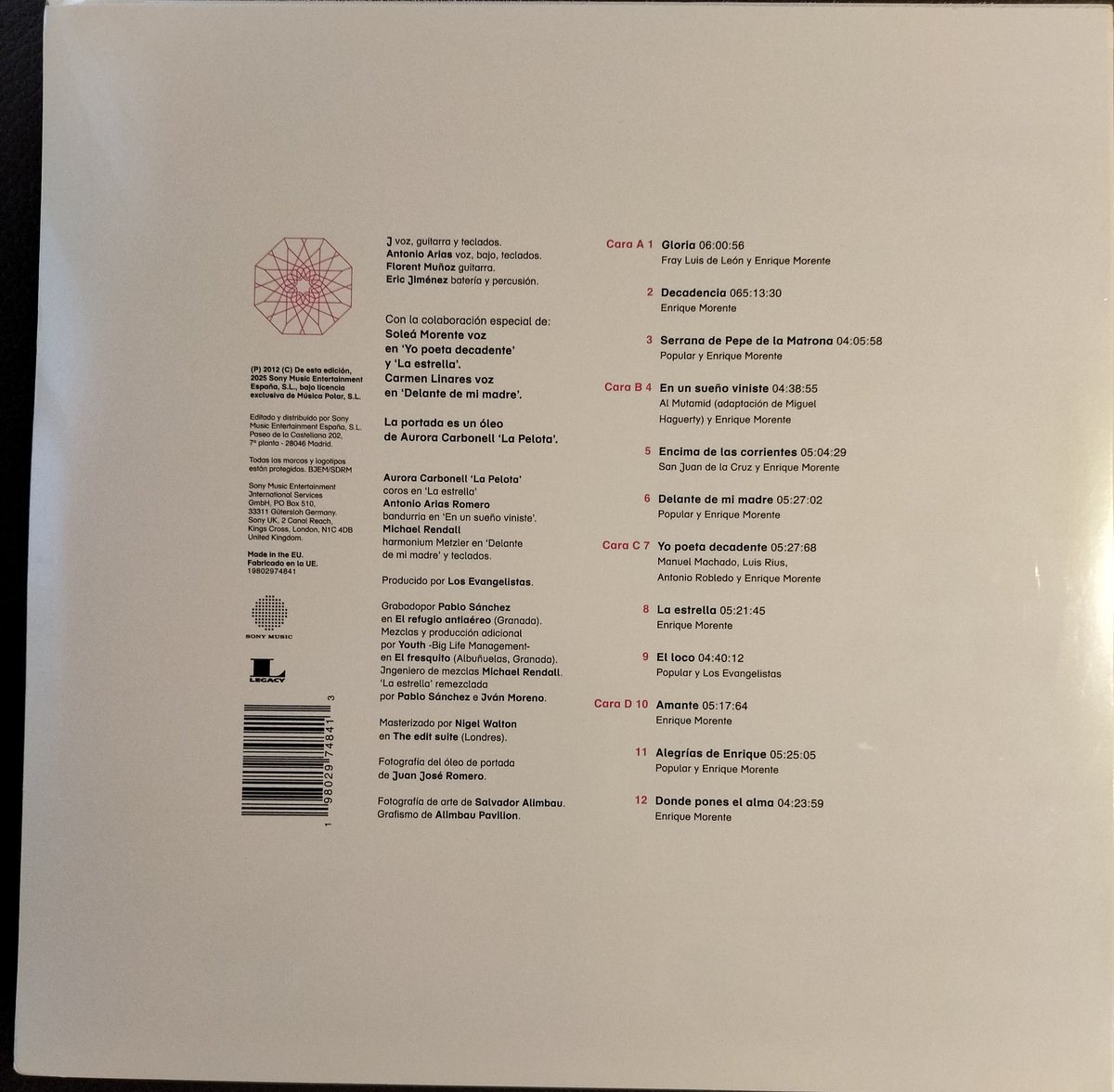 Gràcies a <a href="/Marcapasos_GR/">Discos Marcapasos</a> avui m'ha arribat la reedició del #Lp de #LosEvangelista "Homenage a Enrique Morente" grup format per membres de <a href="/LosPlanetasGr/">Los Planetas</a> i #Lagartijanick un disc doble on reinterpreten els temes de #EnriqueMorente  en format rock.