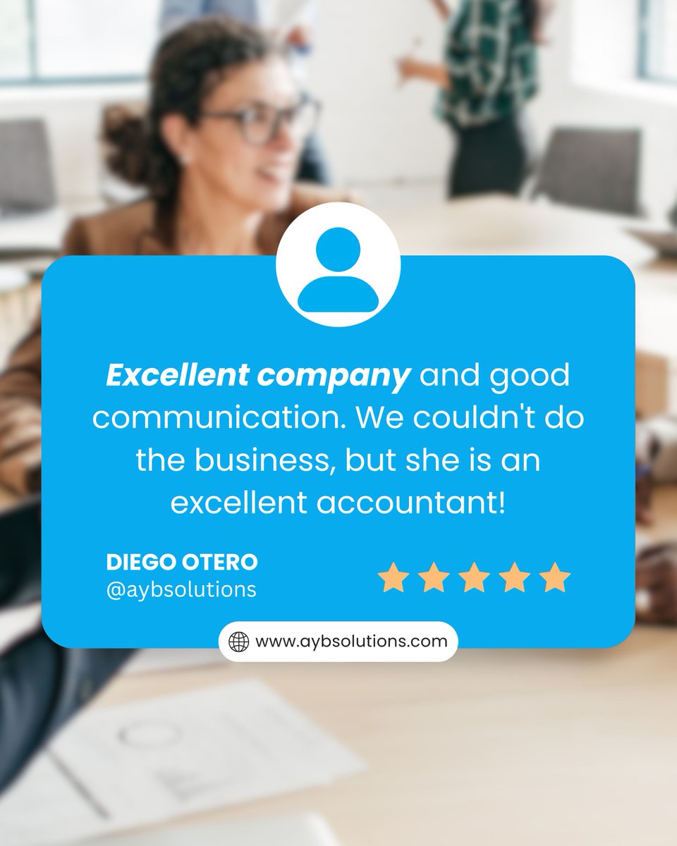 AYBSolutions's tweet image. Thank you, Diego! 

Even though the deal didn&apos;t work out, we truly appreciate your kind words about our communication and service. 

It means a lot to our team.

#BusinessSolutions #AccountingServices #SmallBusinessSupport #OrlandoBusiness #FinancialPlanning #EntrepreneurTips