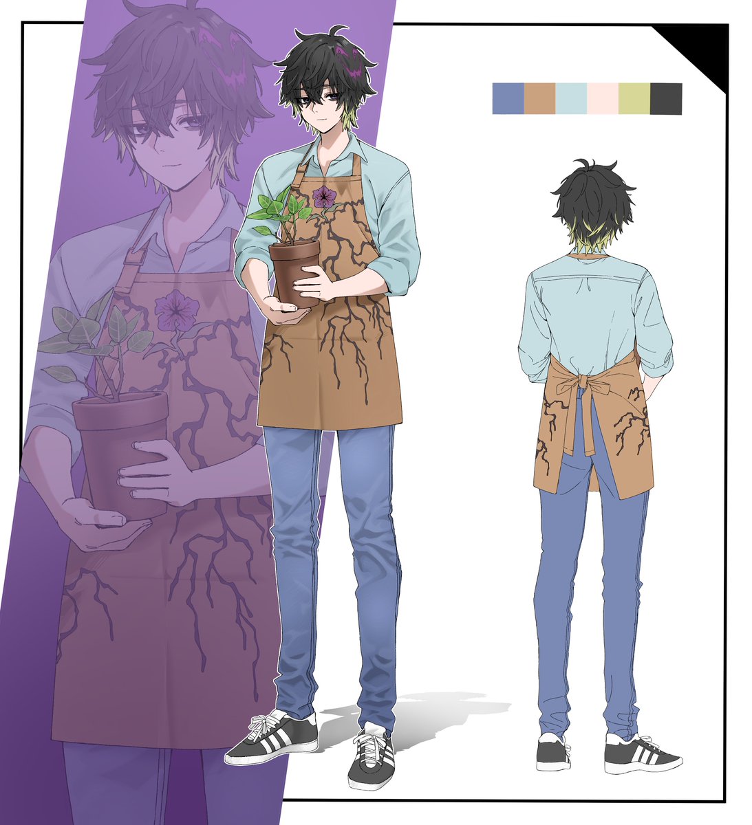 Hi there! I'm Vincent Nightshade! I'm just a normal guy who runs a small flower shop and totally nothing else! I definitely don't deal with an eldritch horror causing me pain and nightmares! 

Now then, what can I get for you today?

🎨: .<a href="/dunchy1997/">Dunchy🪸illustrator</a>