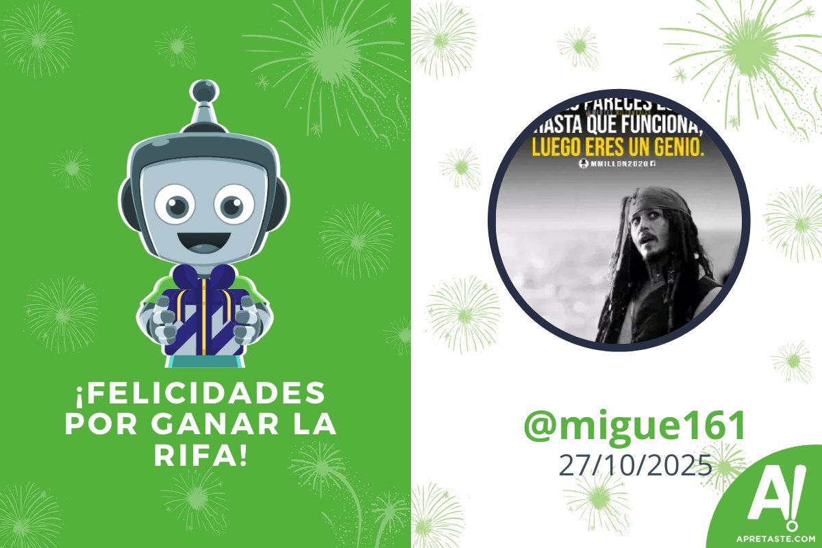 Muchas felicidades a <a href="/migue161/">migue</a> por ganar la rifa de #Apretaste del 27 de octubre. Revisa los demás ganadores. bit.ly/46QMlC9