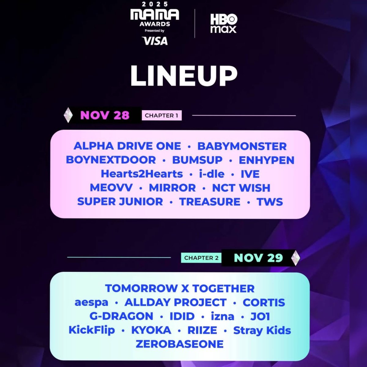 Se podrán ver los MAMA 2025 x HBO MAX !!!!!
La presentación de Super Junior es el 28 de Noviembre

#SUPERJUNIOR #슈퍼주니어 <a href="/SJofficial/">SUPER JUNIOR</a>