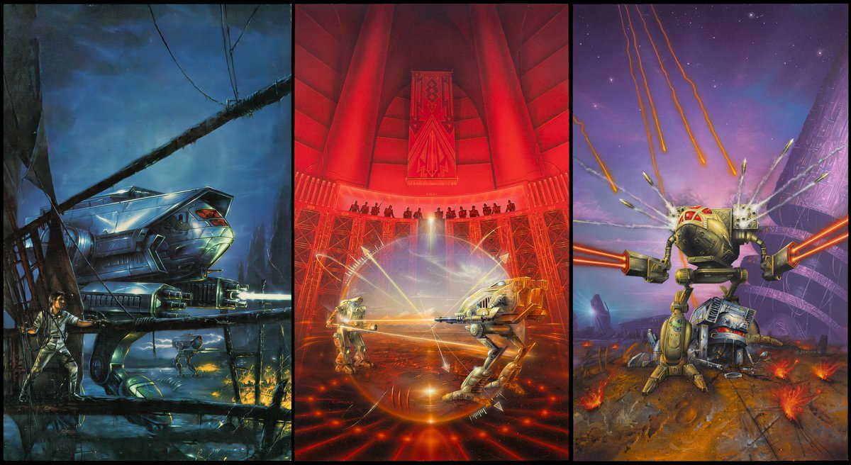 Thanks to Bruce Jensen scanning his classic cover 90s artwork, I've stitched together his three Jade Phoenix cover artworks (Way of the Clans, Blood Name, Falcon Guard) into one 4K wallpaper triptych