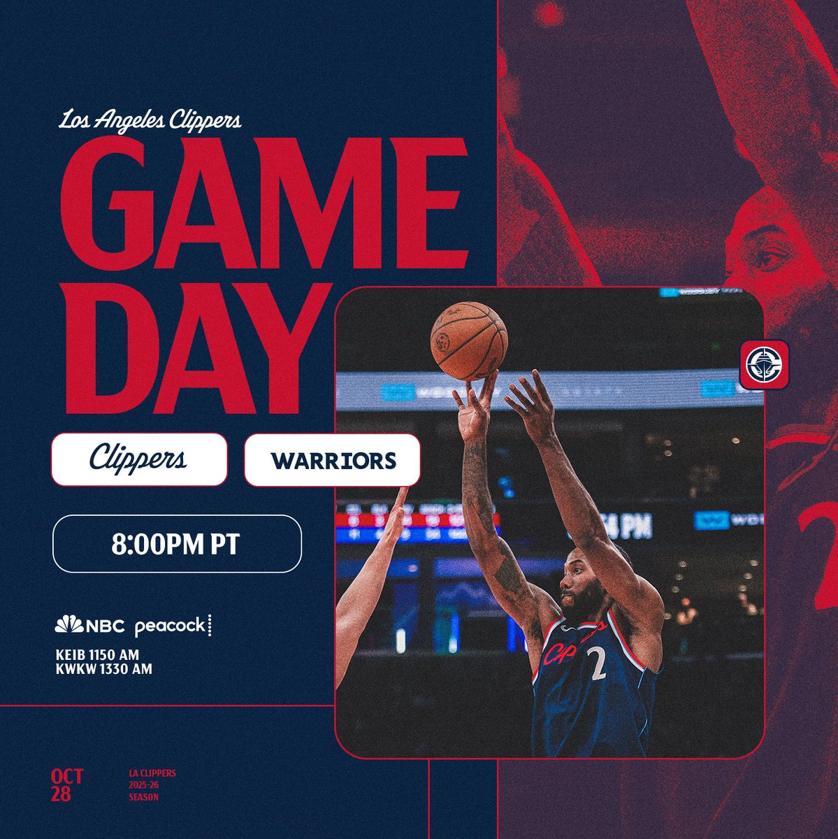GAME DAY IN THE BAY 
🕖 8:00PM PT
🆚 @warriors 
📺 @NBAonNBC 
🔗 
📻 KEIB 1150 AM, KWKW 1330 AM