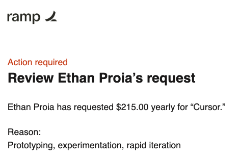 when your head of design hits you with a ramp request for cursor you know he's about to cook