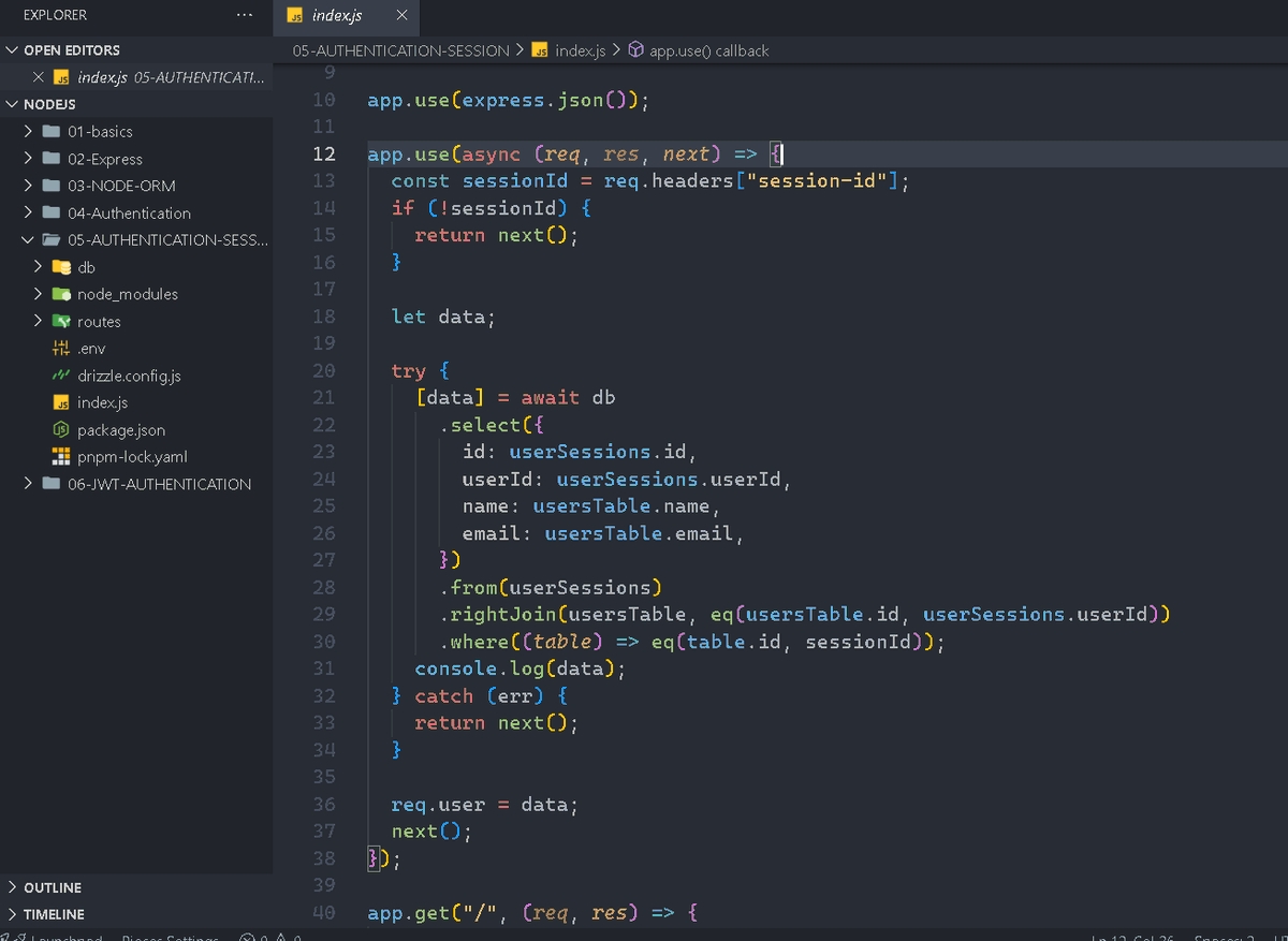 abhay_pundora's tweet photo. Day 81 of #100DaysOfCode
1️⃣Learned about session-based authentication in Node.js.
2️⃣Understood how sessions help keep users logged in.
3️⃣Explored Express.js middleware for securing routes.
4️⃣Added session support using Drizzle ORM.
#builtinpublic #WebDev https://t.co/s7hjziNrHK