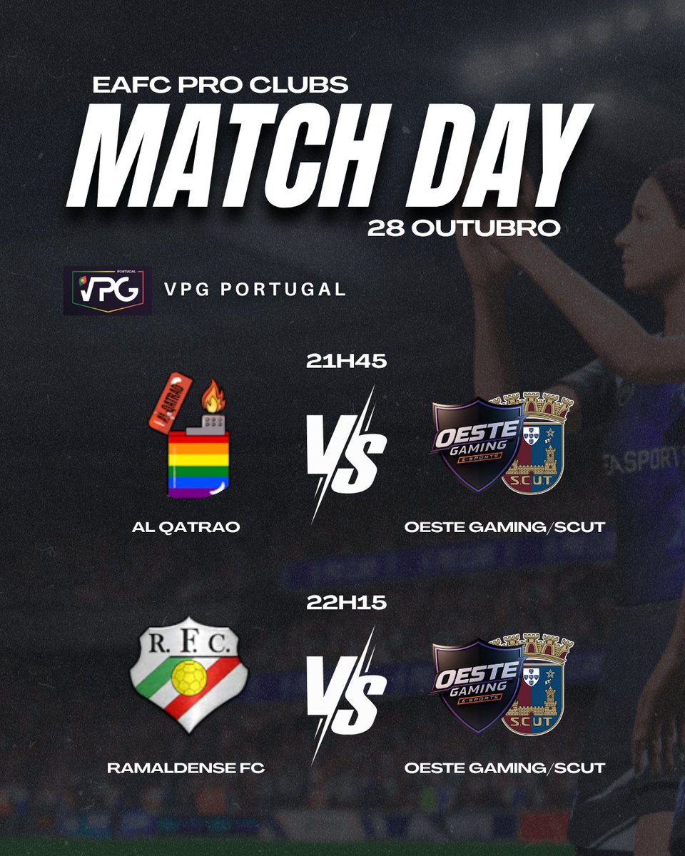 ⚽️🎮 Match Day 28 de Outubro

<a href="/VPGLigaPortugal/">VPG Liga Portugal 🇵🇹</a>
<a href="/OfficialVPG/">Virtual Pro Gaming</a>
<a href="/EASPORTSFC/">EA SPORTS FC</a>
<a href="/EASPORTSFCPro/">EA SPORTS FC Pro</a> 

Born to Play. Built to Win. 🏆