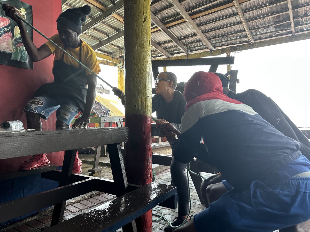 This was in Hellshire, right as Melissa was making landfall 60-70 miles to the west. 

Owners of this restaurant were hanging from the rafters at one point, trying to keep the roof from blowing away