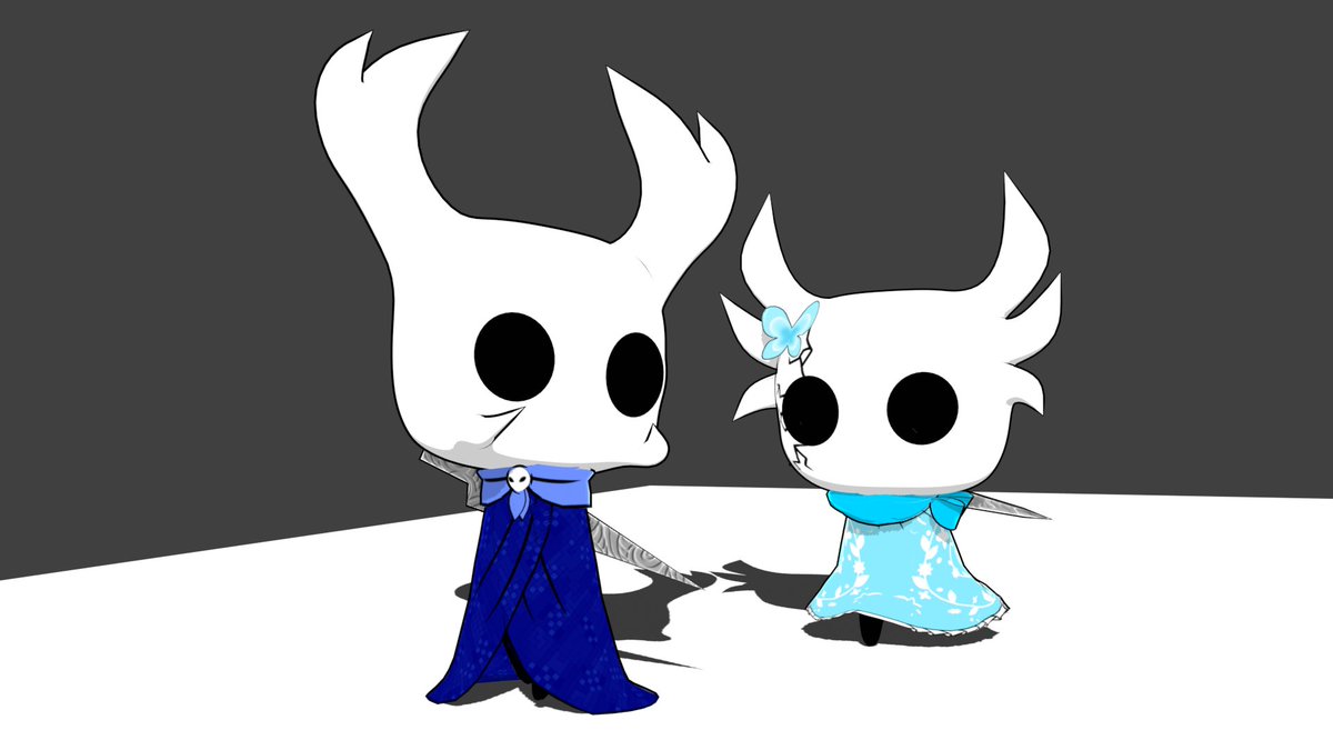 Andro1d28's tweet image. Siblings that play together 
#3dmodel #gooengine #celshading #hollowknight #HollowKnightOC #hollowknightvessel