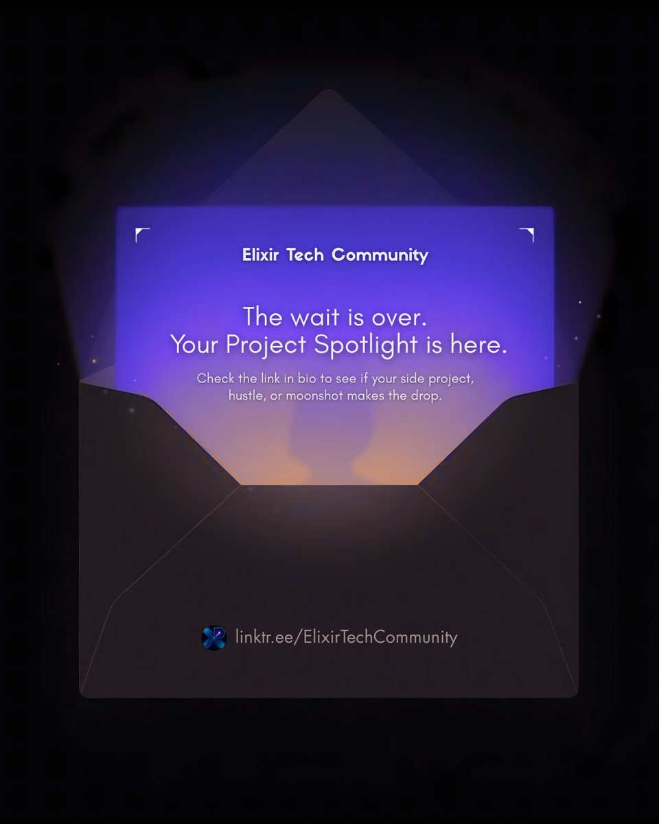 TheElixirTech's tweet image. got a project collecting dust? 🧹
Spotlight closes on 5th November, 2025
It doesn’t need to be finished. or good. just REAL.
your 3am hack counts.
your “idk if this works” code counts.
forms.gle/TjUFhK87DsJUR5…
Submit it. NOW!