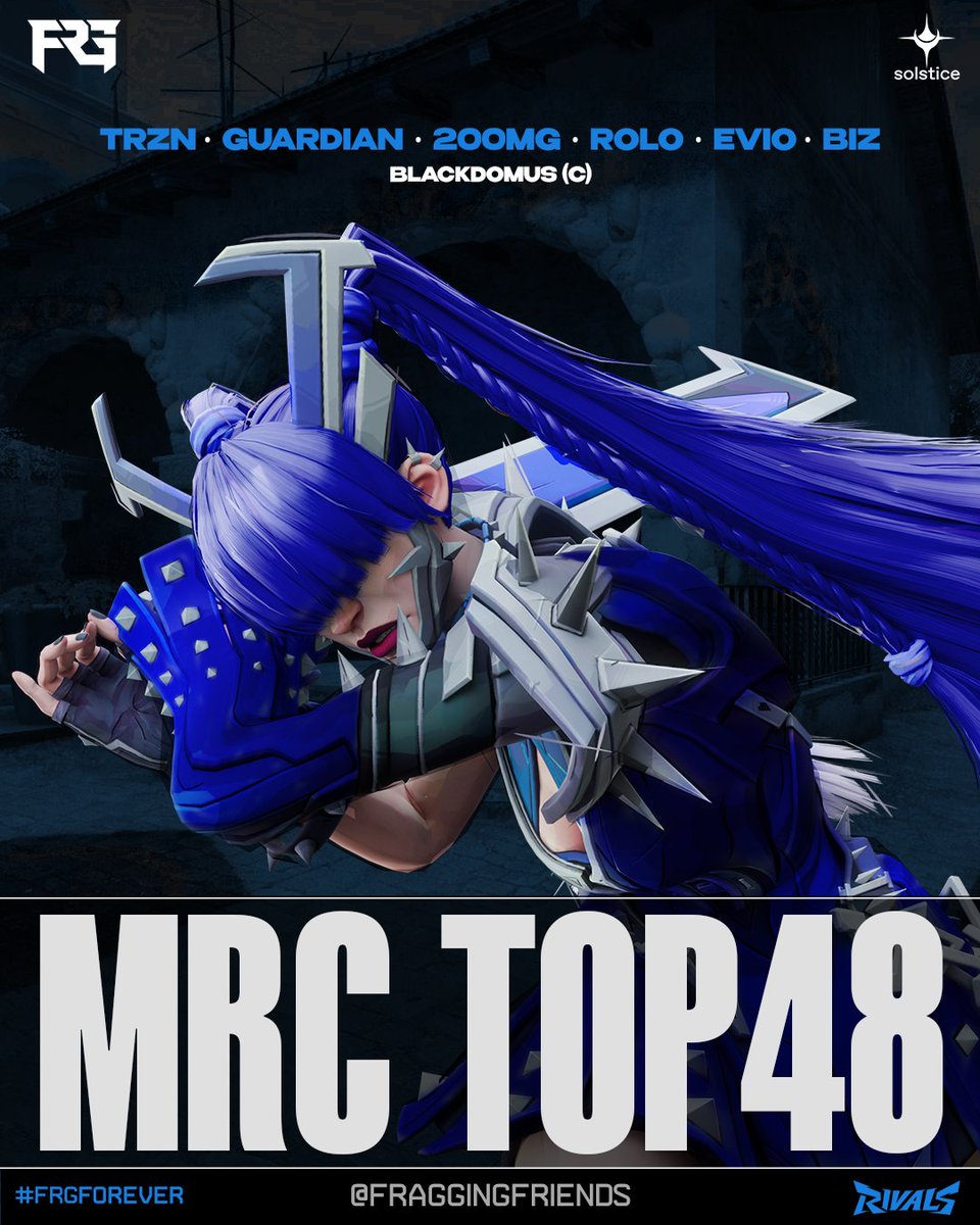 Our MR team is currently #Top48 in #MRC and are in action on Saturday for a #Top32 spot.

Results so far⚡️
2-0 vs #Scunderground
2-0 vs <a href="/SemperCommunity/">Semper</a> 
2-0 vs #WndrTrader
0-2 vs #MegaKnight

Also, please welcome <a href="/blackdomus56/">blackdomus</a> as our new coach for <a href="/MarvelRivals/">Marvel Rivals</a>!🥳#FRGForever