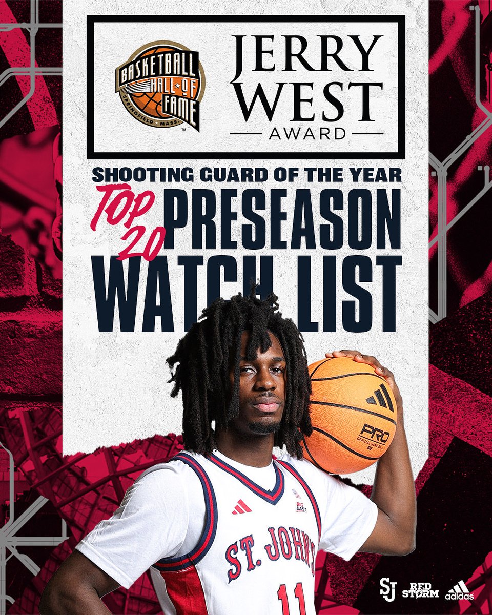 StJohnsBBall's tweet image. Congrats to Ian Jackson on being selected as one of the 20 players named to the Preseason Jerry West Shooting Guard of the Year Watch List! 👏

🗞️: bit.ly/4hzno3J

#RedStorm | @22_captainjack