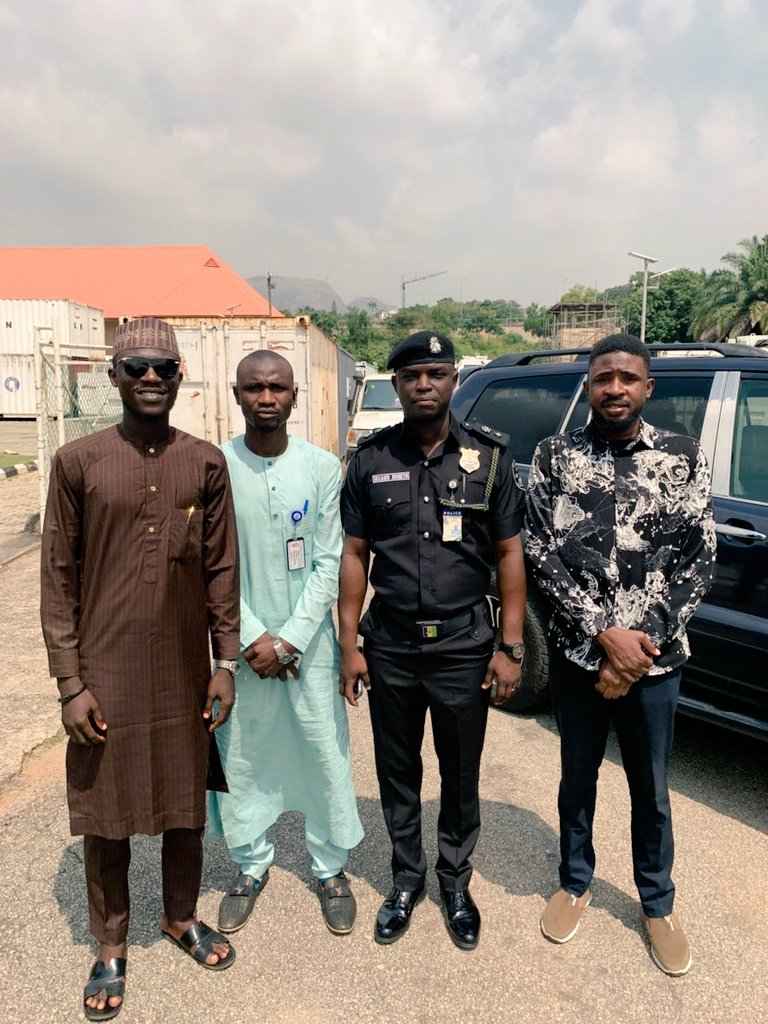 azadus18's tweet photo. It was nice meeting  the police  force p.r.o Benjamin Hundeyin  today at the decoration of the newly promoted commissioners of police, at the force headquarters Abuja ,He is quite friendly and accommodating. .💕 
We won't be dragging you again 😉 https://t.co/3cgcwEJ08N