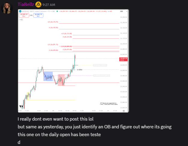 TiasTrades's tweet photo. Hmmm... imagine listening to my advice...

Step 1. Identify order block.

Step 2. Wait for retracement into it.

Step 3. MOON.

$NQ $QQQ #Futures #futurestrading #futuresignals https://t.co/1HFCR1DXEe