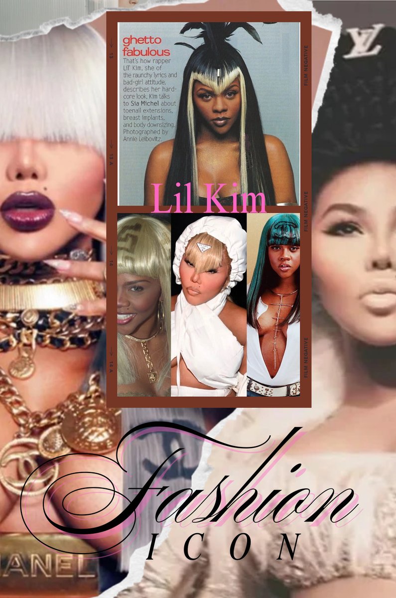 LilKimLyrics90s's tweet image. Before colorful wigs &amp;amp; designer hair were a trend, Lil’ Kim was already doing it in the 90s She made hip-hop high fashion Chanel logos, pink &amp;amp; blue wigs, leopard prints all her. The blueprint for every glam rapper that came after. 
#LilKim #Trendsetter #QueenBee