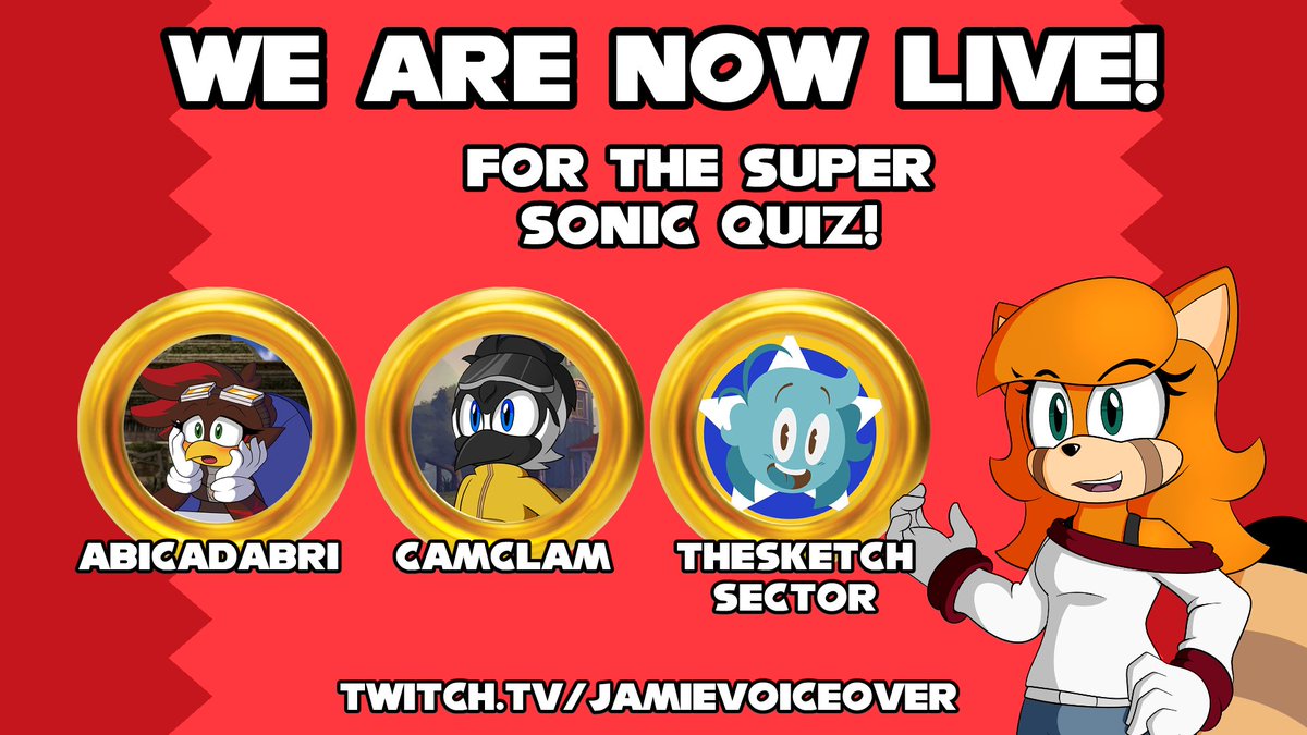 We are LIVE with my first ever quiz show on Twitch! Joined by some lovely contestants; let's see how well they know Sonic The Hedgehog: 

Purple Site!:
twitch.tv/jamievoiceover
