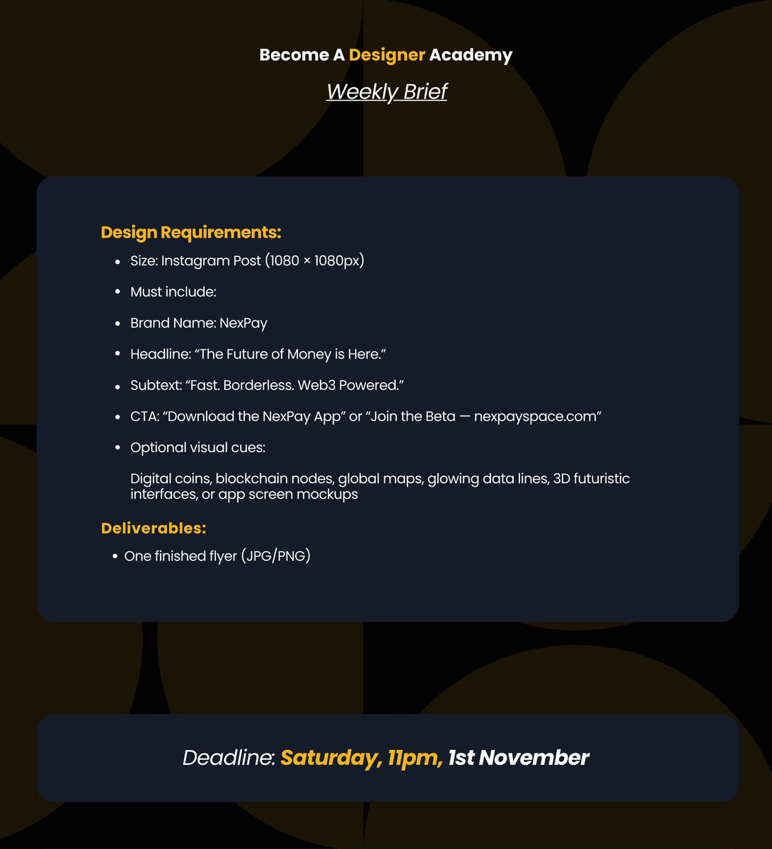 Bcomeadesigner's tweet image. This weeks brief 
Let's go web 3 style 🚀