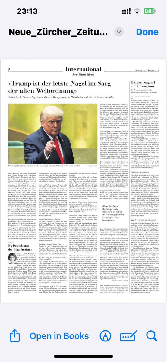 AmritaNarlikar's tweet photo. In today’s newspaper @NZZ
#LongInterview
„#Trump is the last nail in the coffin of the old world order“ https://t.co/HGTdKvpWsK