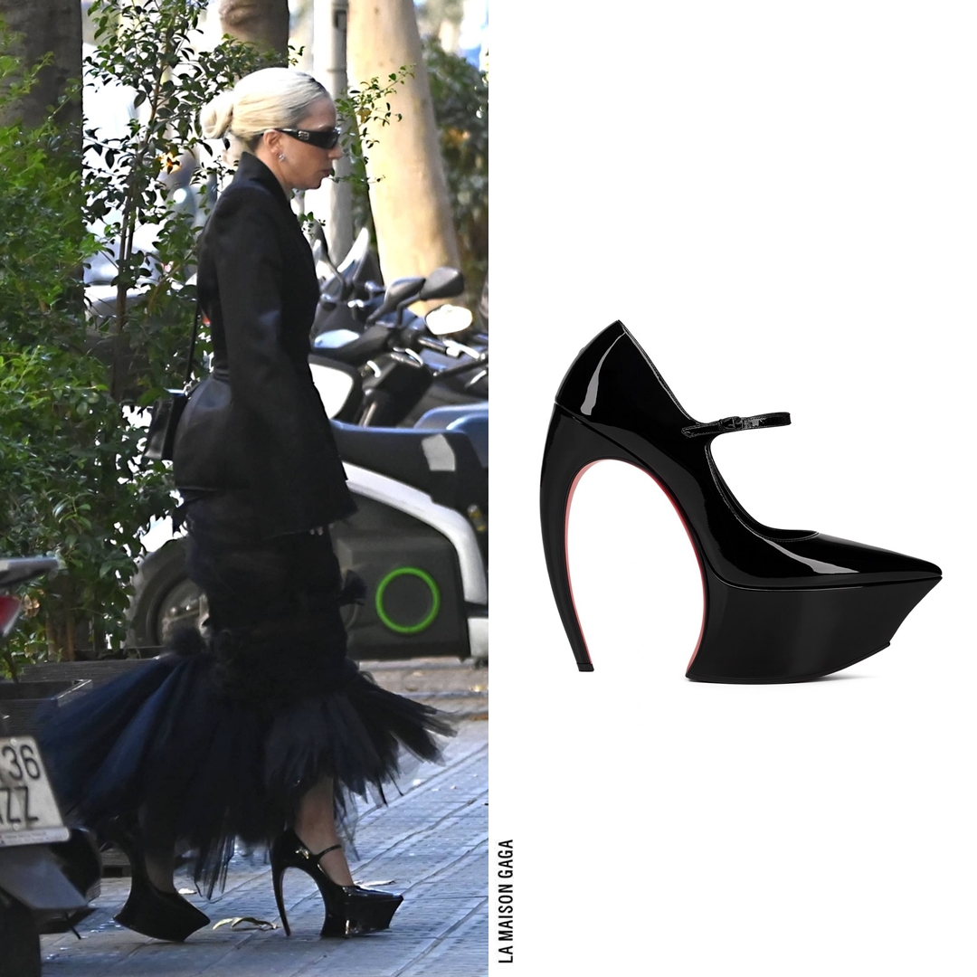Lady Gaga was seen leaving Disfrutar Restaurant in Barcelona wearing #MatieresFecales Spring/Summer 2026 full look with pumps made in collaboration with <a href="/LouboutinWorld/">Christian Louboutin</a>, #Balenciaga shades, jewelry by @DOrazioPR and <a href="/CaratLondonES/">Carat*London ES.</a>, and <a href="/Hermes_Paris/">Hermès</a> "Mini Kelly" bag!