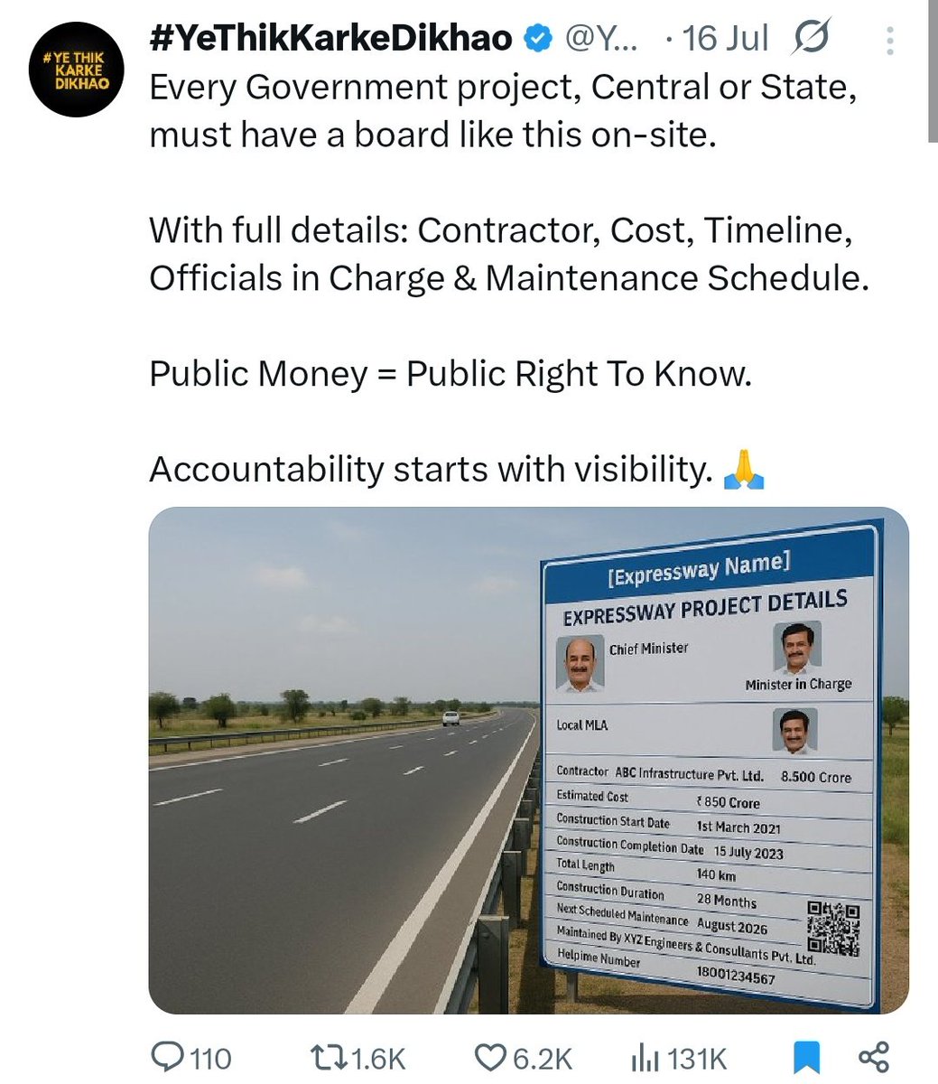 <a href="/talk2anuradha/">Anuradha Tiwari</a> <a href="/nitin_gadkari/">Nitin Gadkari</a> Not just your win, <a href="/talk2anuradha/">Anuradha Tiwari</a> ji — it’s a win for all of us.

We’ve all spoken about the country’s infrastructure issues and this is a collective victory for us Indians.

We started #YehThikKarKeDikhao in July and have already seen many positive results.

Let’s hope everyone