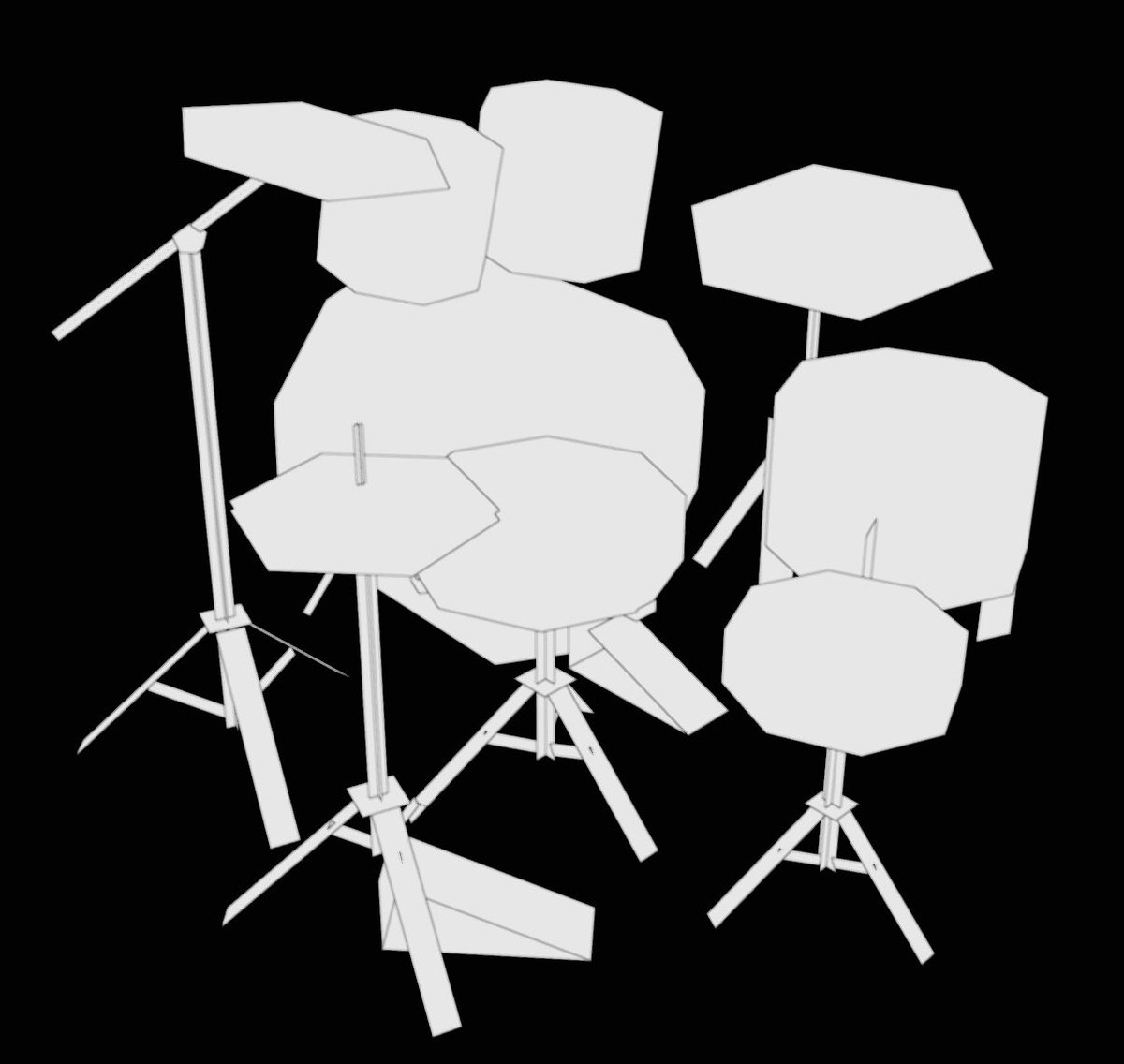 viksune_3D's tweet image. PSX Drum Kit looking sharp. Now what it needs is a texture.

#3d #lowpoly3d #psx #ps1graphics #wip