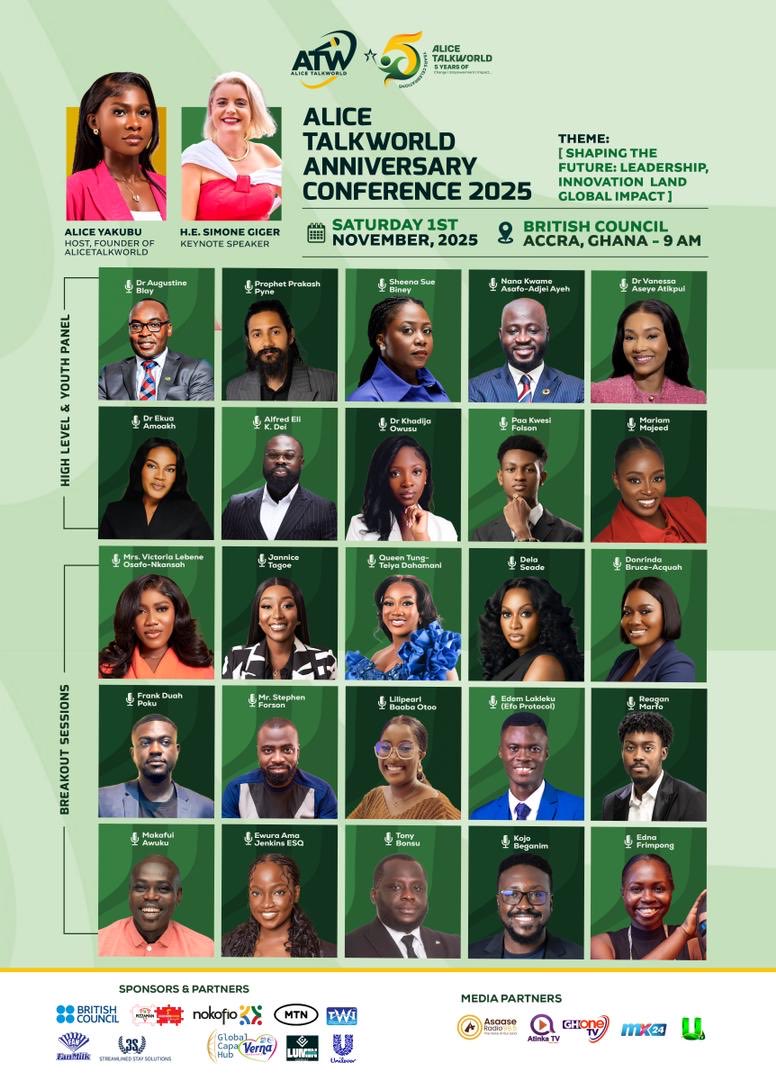 alicetalkworld's tweet photo. Five years of bridging the gap between the youth and the industrial sector.
Catch the brightest minds and boldest voices in the world.
#ATW@5
#AliceTalkWorld@5
#SwissEmbassy
#BritishCouncil https://t.co/1NEq48KQeP