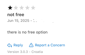 BenJacobs_19's tweet photo. @terenzeyuen It is quite annoying. wish apple would do something. Especially since i give a FREE trial. I notice most of these reviews come from outside of the usa. https://t.co/WMKxVPgiKP