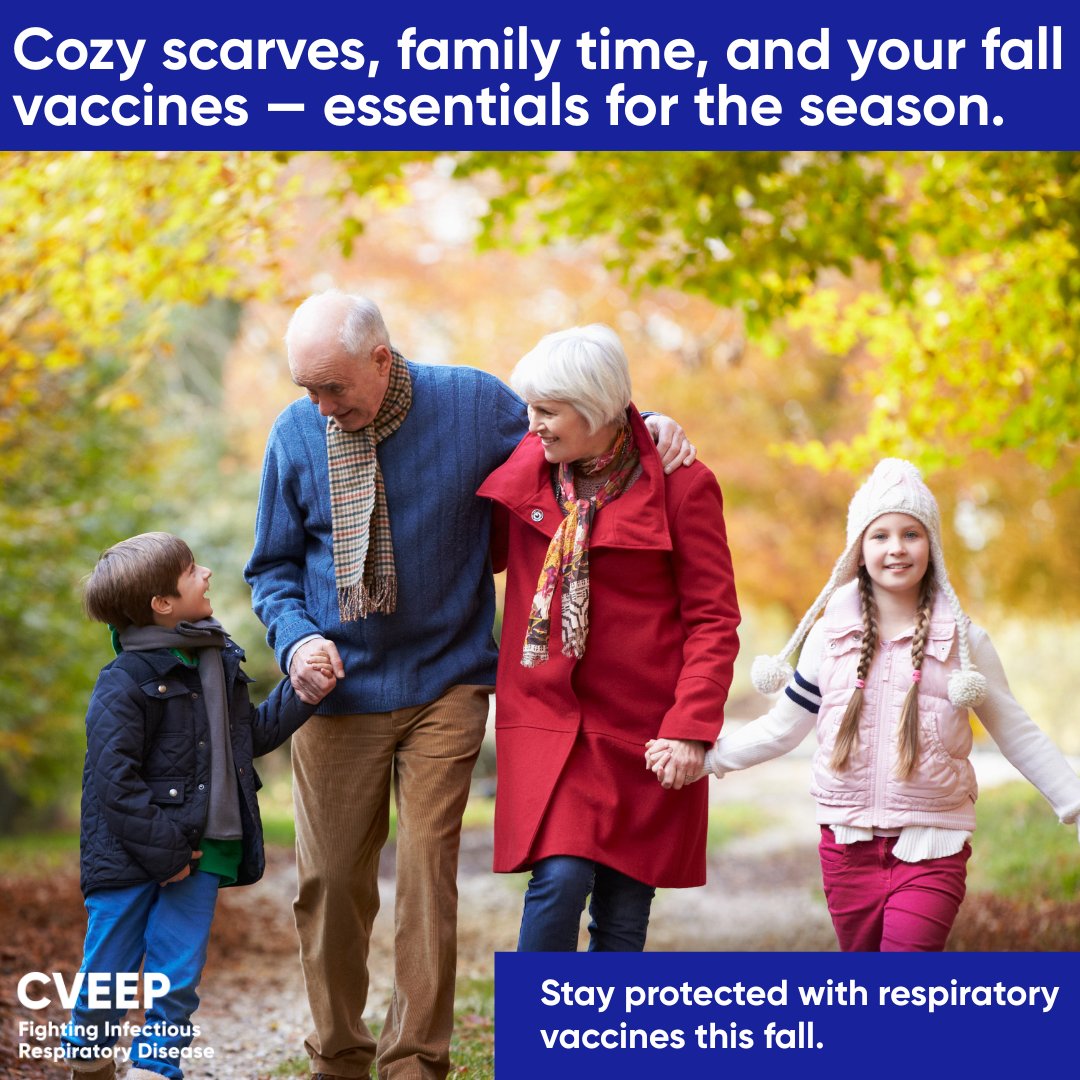 During the fall and winter, respiratory diseases like COVID-19, flu, pneumococcal, and RSV can spread more easily. The good news? Vaccination is available to help protect against severe respiratory illness. Learn how vaccines can help keep your fall fun: cveep.org/vaccines-prote…