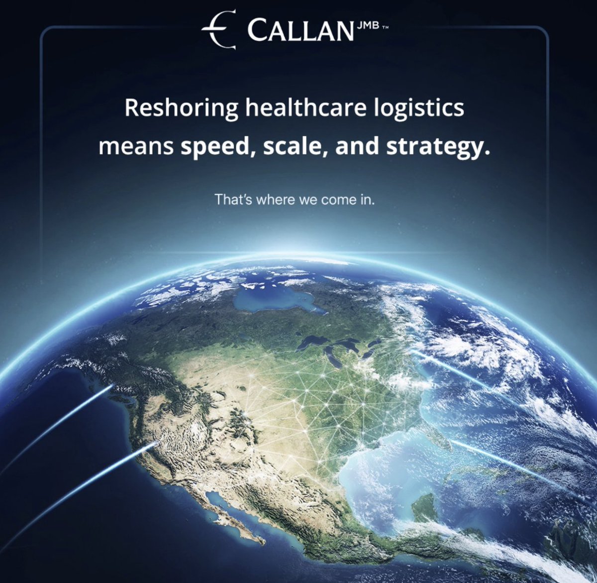 Restoring U.S. healthcare logistics isn’t just about having capacity; it requires speed, scale, and strategic execution. That’s exactly what Callan JMB provides. $CJMB

callanjmb.com