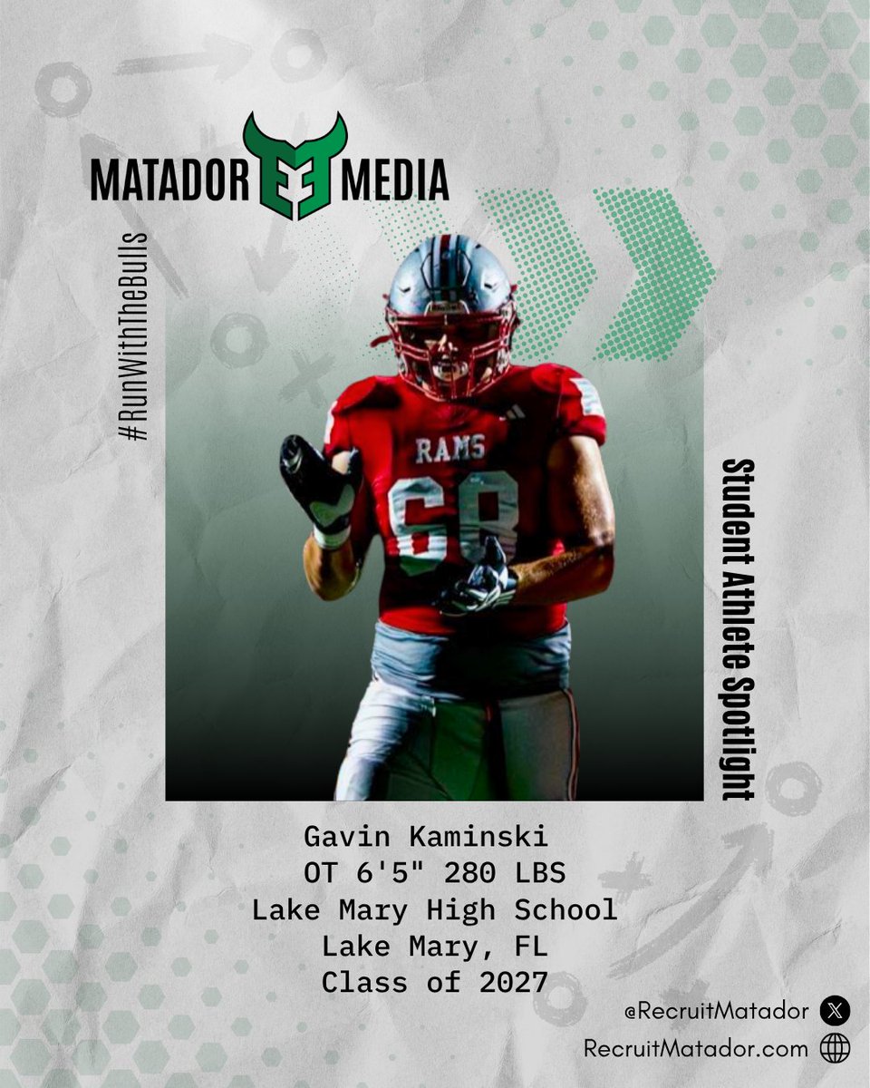 Gavin Kaminski
<a href="/GavinK2027/">Gavin Kaminski</a>
OT 6’5 280 lb 76.5 WS
405 squat, 275 bench, 245 clean
Class of 2027
3.8 GPA
Phone: 407-230-2437
Email:gavinkaminski@icloud.com
NCAA ID#2502509721
 <a href="/LMRamsFootball/">Lake Mary Football</a>