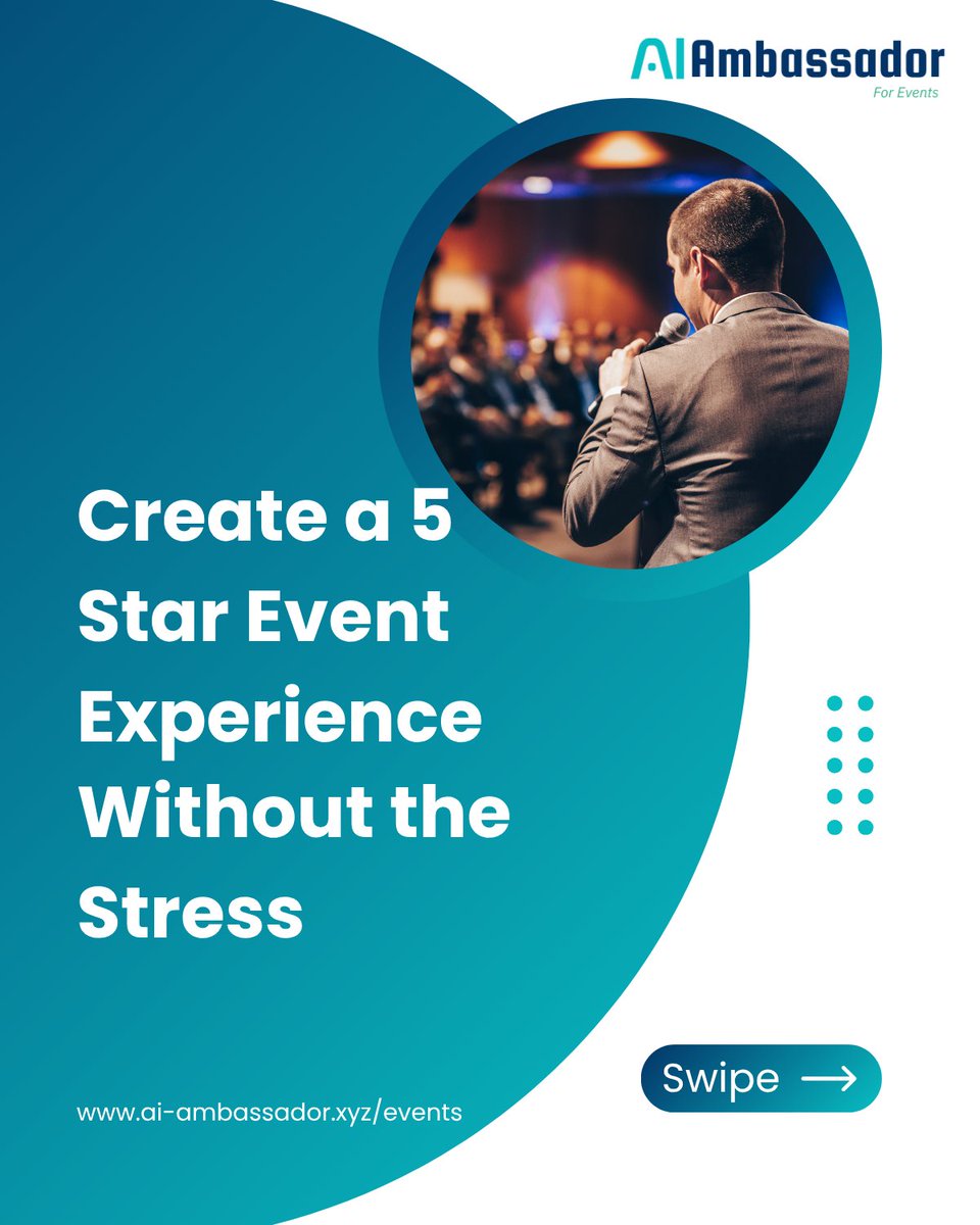 ai_ambassador_'s tweet image. Create a 5-Star Event Experience — Without the Stress 💫
Automate attendee communication, updates &amp;amp; FAQs with AI Ambassador.
Fewer delays, happier guests, seamless coordination.
👉Try it free: hello.msg2ai.xyz

 #EventTech #AIConcierge #EventAutomation