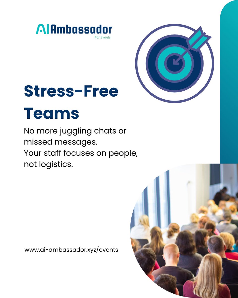 ai_ambassador_'s tweet image. Create a 5-Star Event Experience — Without the Stress 💫
Automate attendee communication, updates &amp;amp; FAQs with AI Ambassador.
Fewer delays, happier guests, seamless coordination.

👉 Try it free: hello.msg2ai.xyz

 #EventTech #AIConcierge #EventAutomation