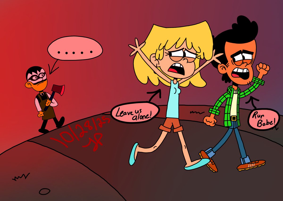"A Fearful Encounter" 

Imagine Lori &amp; Bobby were hanging out when suddenly they came across a unknown man who's out to kill. Let's pray for the both of them as they try to run away from the killer. 😨🪓🙏

#TheLoudHouse #fanart #loriloud #bobbysaintago #Halloweenweek #ibisPaintX