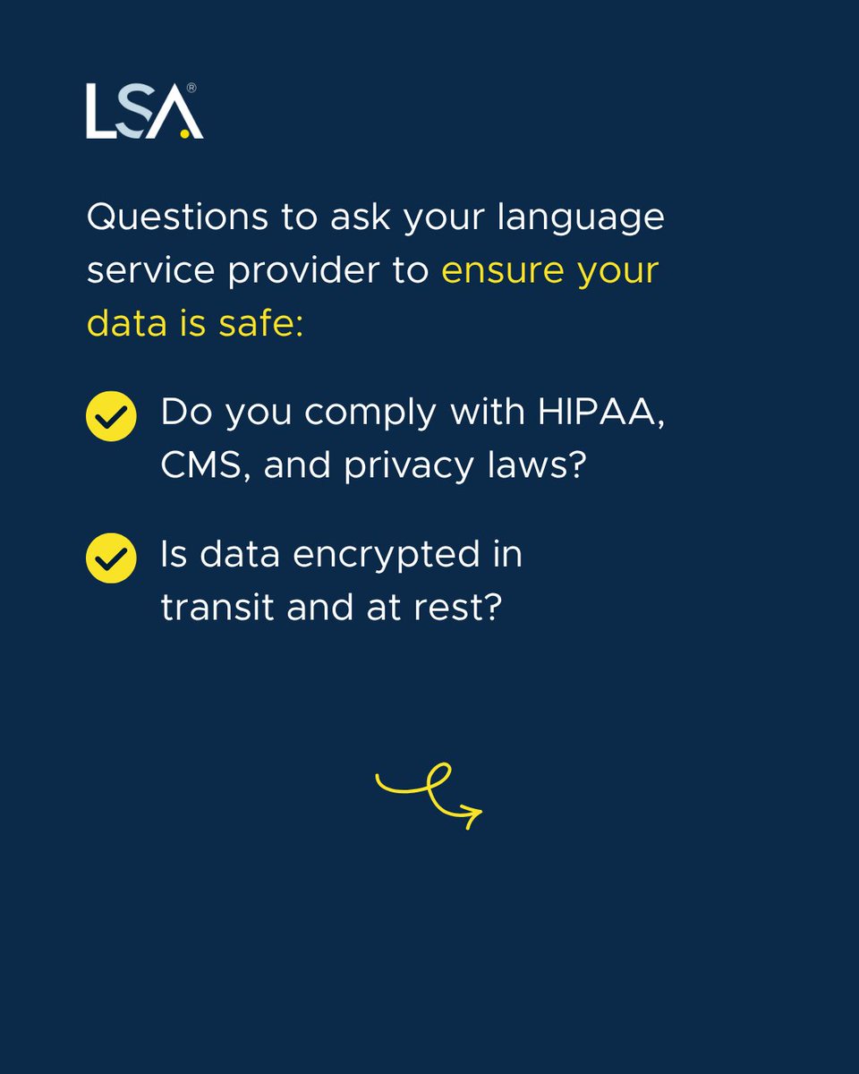 LSAWeb's tweet image. 🔒 If your organization relies on a language service provider, they should be able to answer the questions pictured below. If they can’t answer these, your organization could be at risk. Read the full article: okt.to/mSrgnB