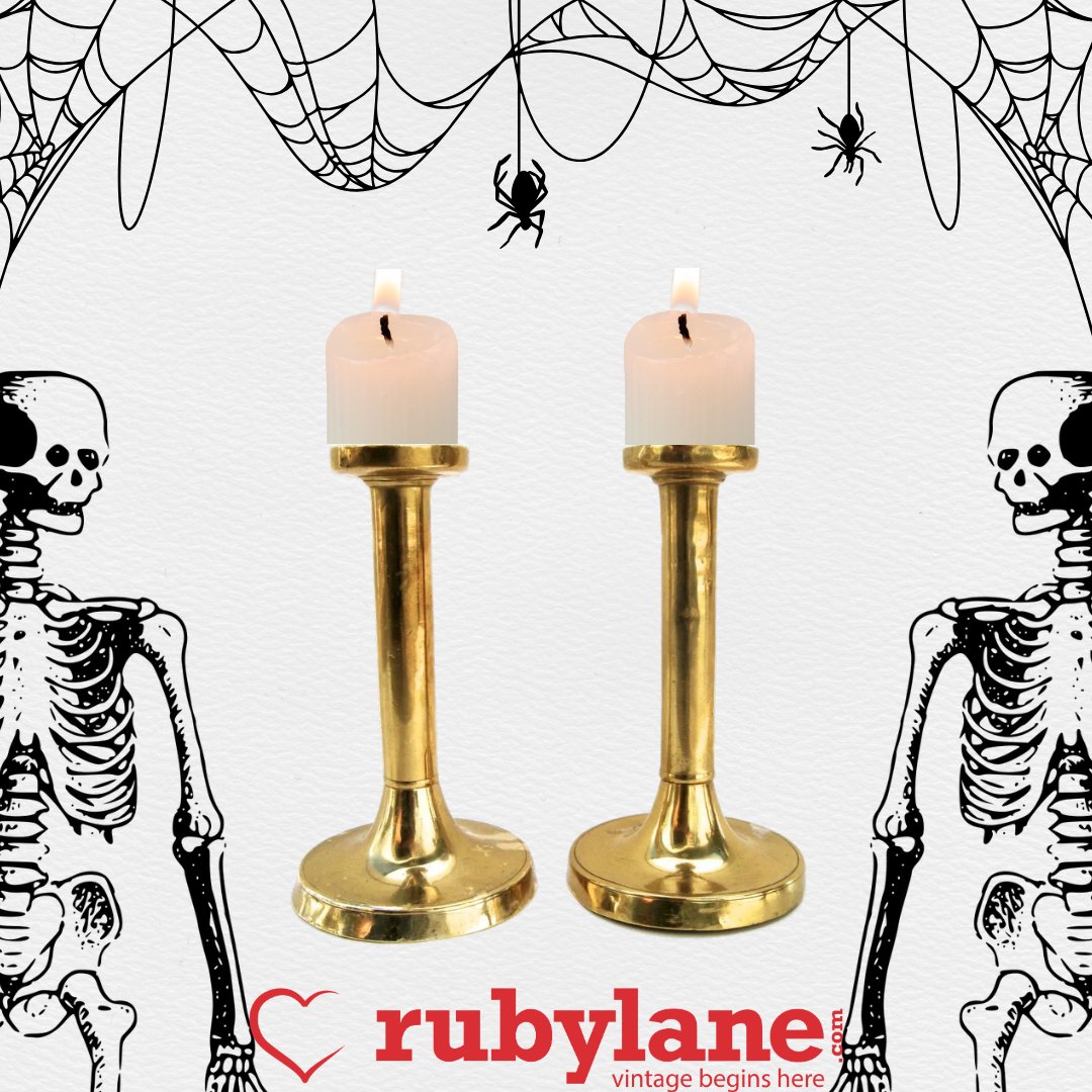 rubyluxcom's tweet image. Light up spooky season in style 🕯️ Vintage brass candlesticks made for hauntingly beautiful nights. rubylane.com/search?q=brass…