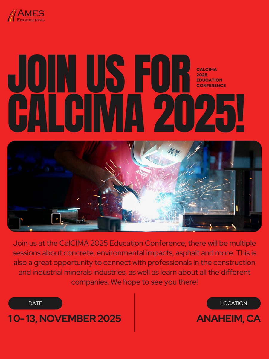 AmesEngineering's tweet image. Join us next week at @CalcimaRocks 2025 Education Conference in Anaheim with @TransTechSystem! Stop by our booth to learn about our precision profiling equipment!
More info: calcimaconference.org
#AmesEngineering #transtechsystems