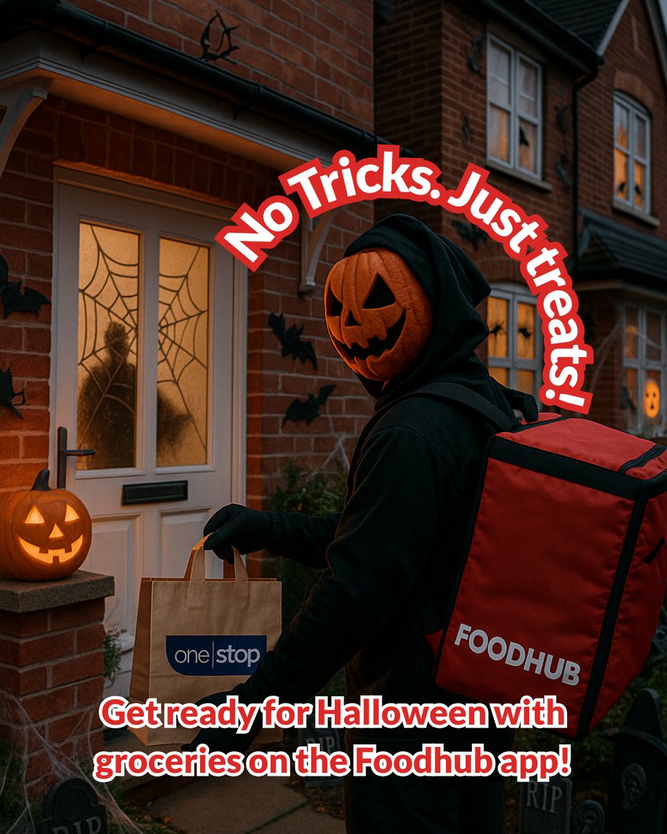 The Spooky Season is here, get prepared for the Trick or Treaters this year on Foodhub! 🎃

With plenty of grocery options available on the app, you can get all your Halloween essentials straight to your door! 🤩

#Foodhub #Food #OneStop #Halloween #SpookySeason