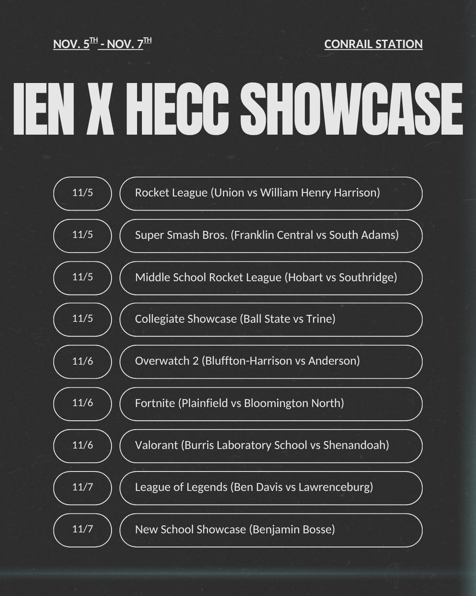 <a href="/hecc_conference/">HECC Conference</a> Want to know which schools are going to be competing at <a href="/hecc_conference/">HECC Conference</a>?  What about which sessions to add to your agenda?  Here's the full schedule!