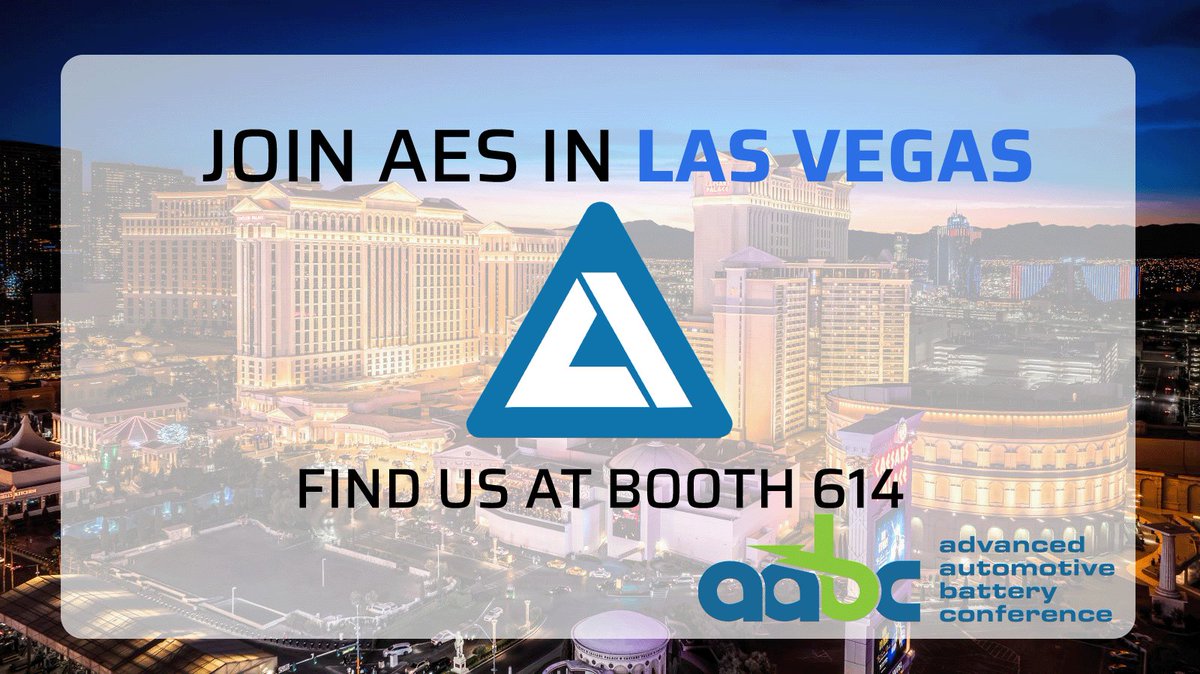 Mark your Calendars!
We’re excited to be heading back to the Advanced Automotive Battery Conference (AABC) in Las Vegas, December 9–12! 

Visit booth 614 to see how AES can help advance your battery testing setup.