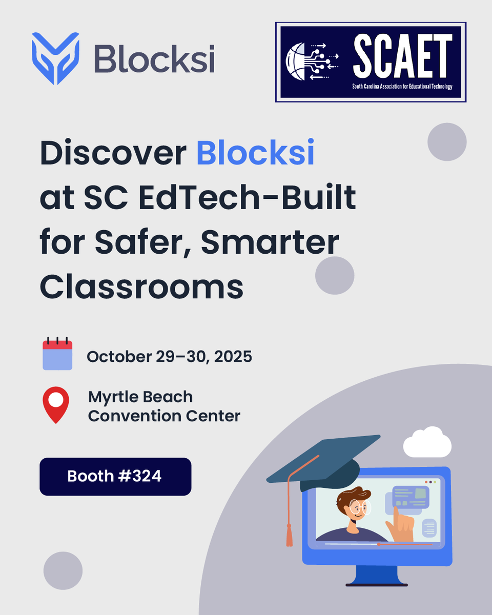 With students being constantly online, it’s easy to miss warning signs. Blocksi's AI, backed by additional human review, flags concerns and sends real-time alerts to keep schools ahead of potential threats.

Catch us at SC EdTech, Booth #324, and learn all about it!
 #edtech