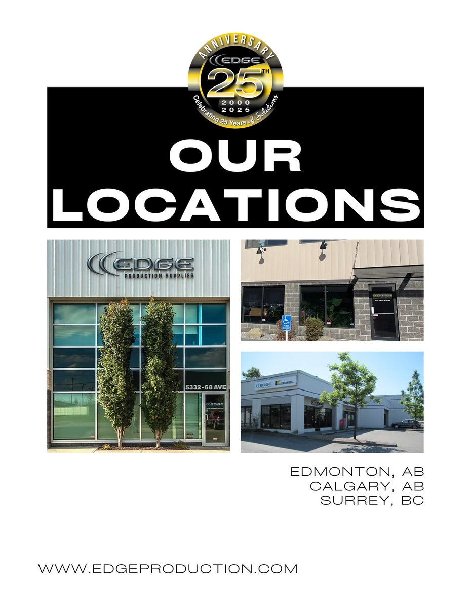 We have 3 locations to help serve you! Our teams in Edmonton, Calgary, &amp; Surrey can help you find the tooling solution you need! Visit our website today

#EdgeProductionSupplies #TotalMachiningSolutions #machinetools #industrialsupplies #YEG #YVR #YYC #WesternCanada #OilandGas