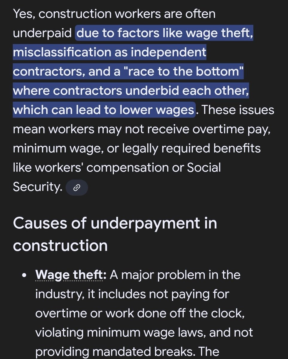 I feel as if some contractors/construction workers are underpaid based on hazardous working conditions alone.